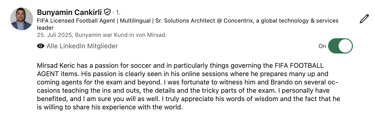 Bunyamin Cankirli — FIFA Licensed Football Agent
