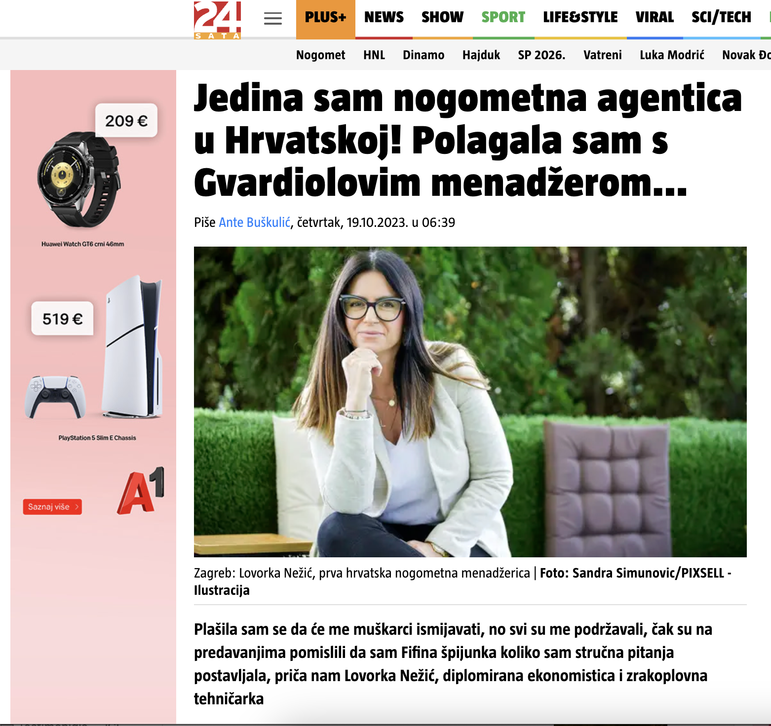 24sata.hr — 'Jedina sam nogometna agentica u Hrvatskoj'